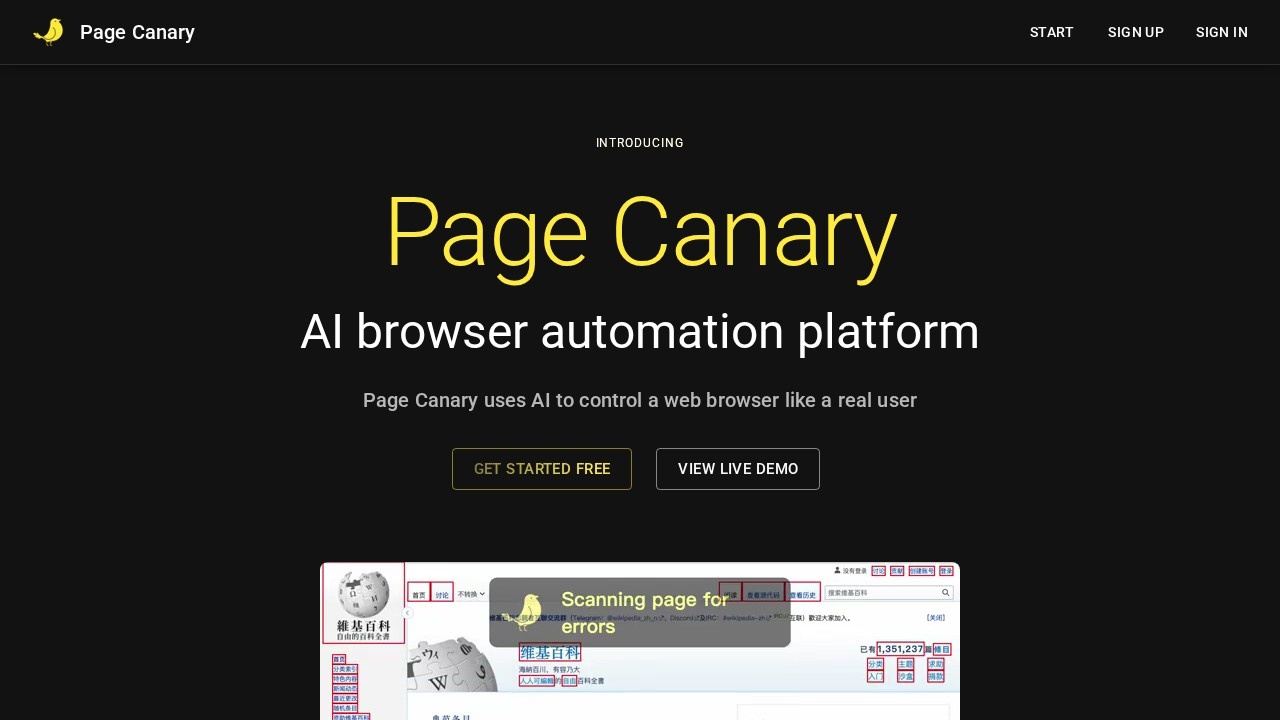 Page Canary screenshot