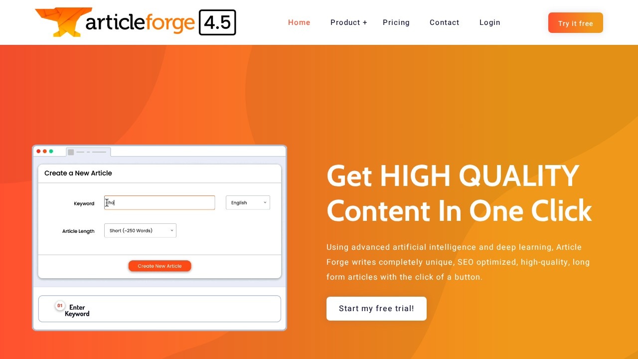 Articleforge screenshot