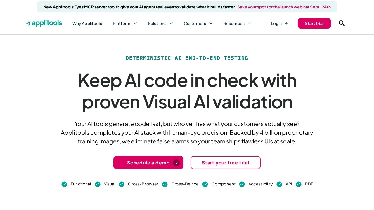 Applitools Eyes screenshot