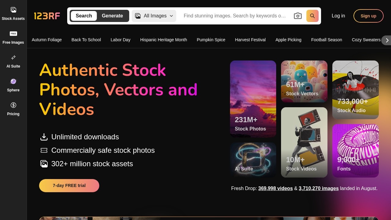 123rf AI Search Engine screenshot