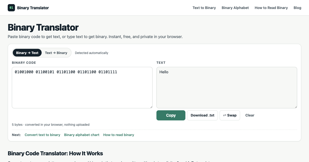 Binary Translator screenshot