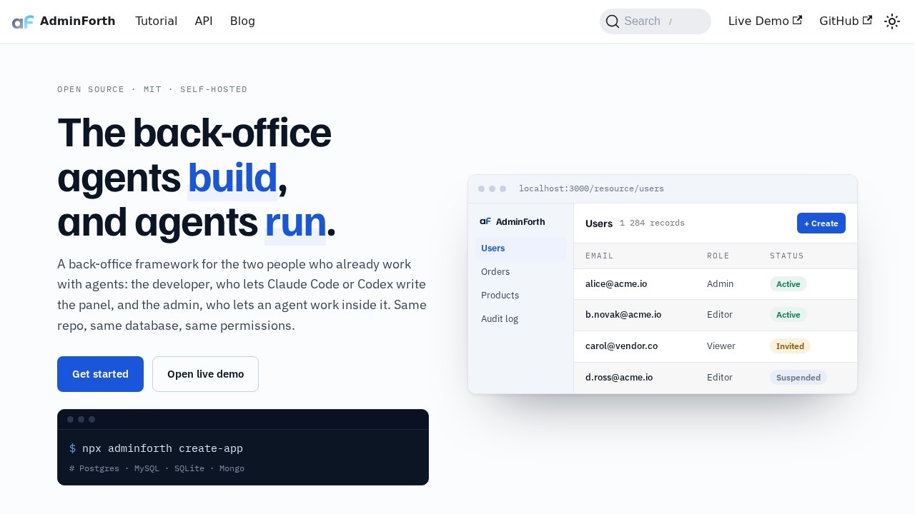 Adminforth screenshot